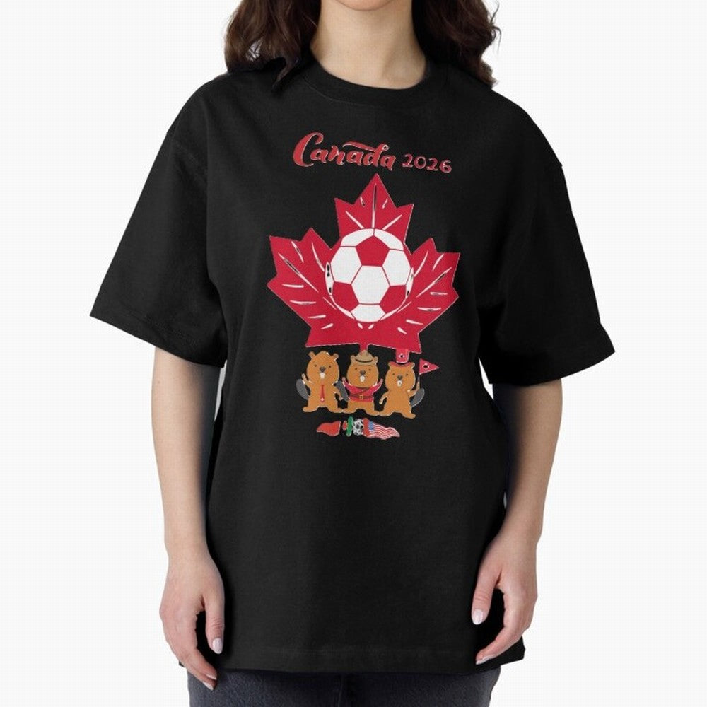 Canada 2026 Oversized T-Shirt Mark the FIFA World Cup 2026 USA Canada Mexico Journey through Messi, Neymar and Mbappe Highlights, Brazil Pride, Stadium Memories, Football Loyalty, International Chants and Championship Tradition; Great for Watch