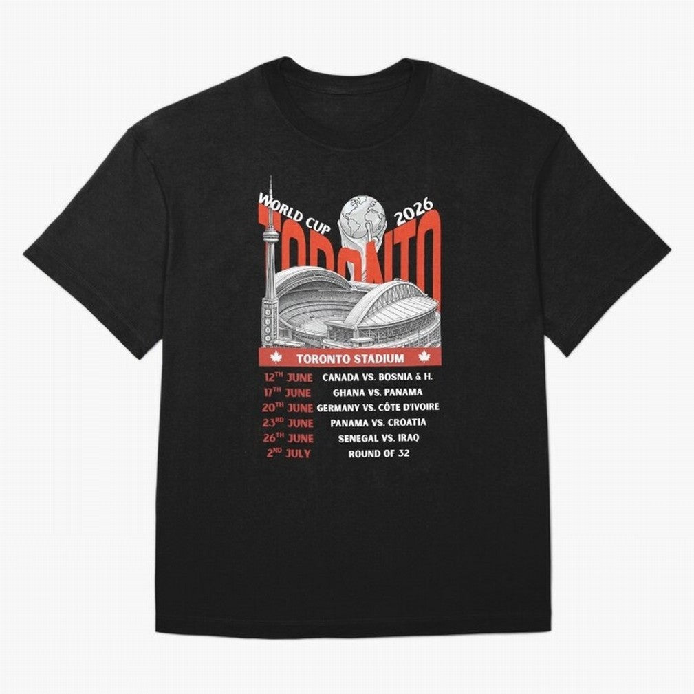 World Cup 2026 Toronto Stadium Match Schedule Soccer Fan Art Oversized T-Shirt Honor Champions and Dreams in Global Football Passion for FIFA World Cup 2026, Inspired by Cristiano Ronaldo, Haaland and CR7, Spain and Netherlands, Stadium Chants,