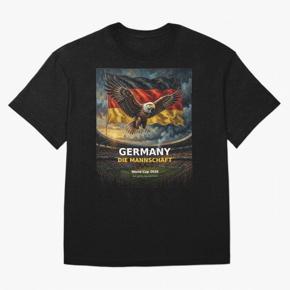 Germany Die Mannschaft - World Cup 2026 Soccer Fan Tee Oversized T-Shirt Celebrate Fan Favorites in Global Football Passion for FIFA World Cup 2026 Group Stage, Inspired by Haaland and Mbappe, Portugal, Spain and Germany, Goal Celebration Energy,