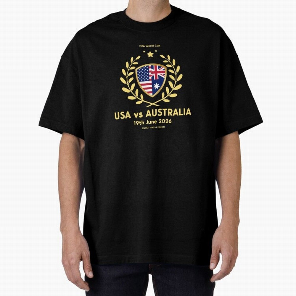 FIFA World Cup - USA v Australia Oversized T-Shirt Mark FIFA World Cup 2026 USA Canada Mexico Spirit, Driven by Argentina, Messi, Neymar and Mbappe, Game Day Rituals, Football Legends, Country Pride and the Road to the Final; Perfect for People Who