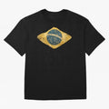 Vintage Brazil Flag Soccer Fan Design Oversized T-Shirt Celebrate National Team Dreams in Match Day Hype around FIFA World Cup 2026 Group Stage, Neymar, Argentina and Brazil, Championship Spirit, Famous Goals, Roaring Crowds and International