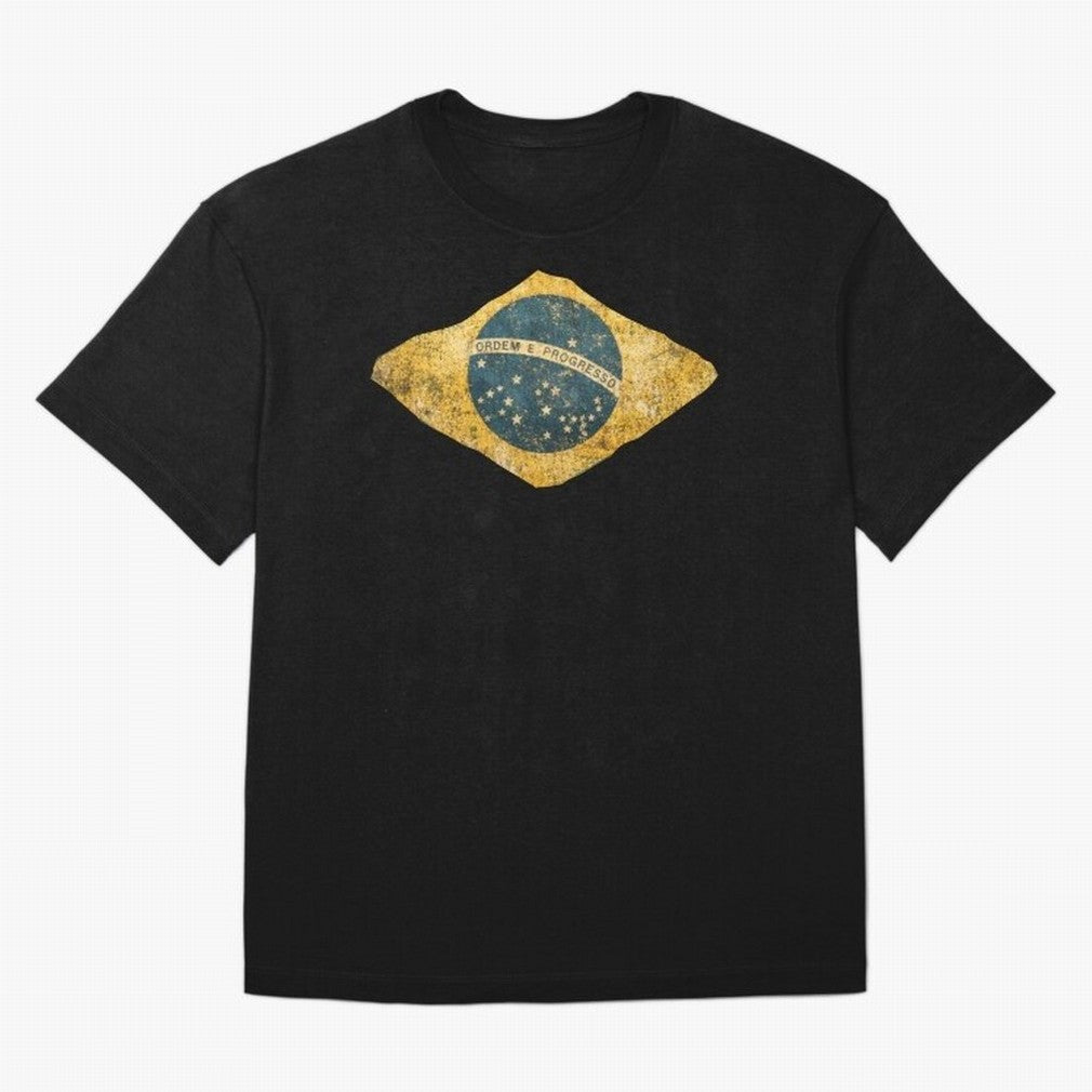Vintage Brazil Flag Soccer Fan Design Oversized T-Shirt Celebrate National Team Dreams in Match Day Hype around FIFA World Cup 2026 Group Stage, Neymar, Argentina and Brazil, Championship Spirit, Famous Goals, Roaring Crowds and International