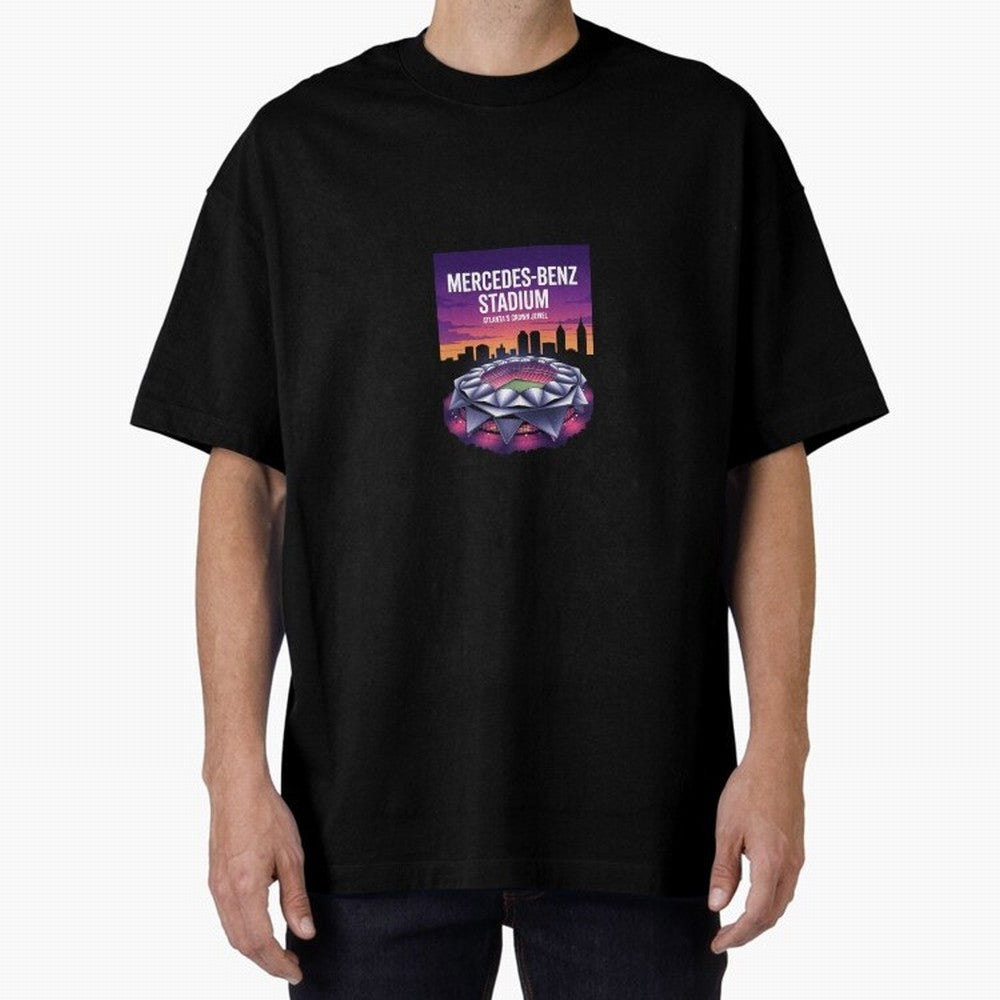 Atlanta Stadium Oversized T-Shirt Spotlight Match Day Hype around FIFA World Cup 2026, Messi, CR7 and Mbappe, England, Championship Spirit, Famous Goals, Roaring Crowds and International Football Unity; Created for Match Day Parties, Soccer Gifts,
