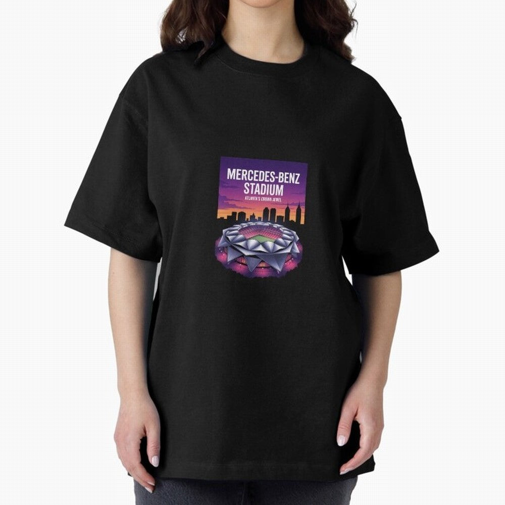 Atlanta Stadium Oversized T-Shirt Spotlight Match Day Hype around FIFA World Cup 2026, Messi, CR7 and Mbappe, England, Championship Spirit, Famous Goals, Roaring Crowds and International Football Unity; Created for Match Day Parties, Soccer Gifts,