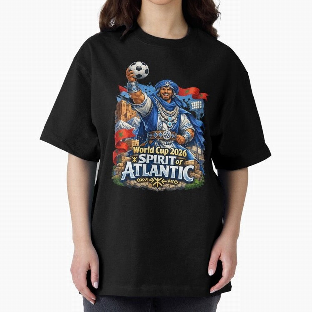 Moroccan World Cup 2026 Spirit of Atlantic Oversized T-Shirt Stand Proud for Match Day Hype around FIFA World Cup 2026, Mbappe, Spain and Netherlands, Vintage Soccer Flavor, Modern Football Stars, National Flags and Final Night Emotion; Great for
