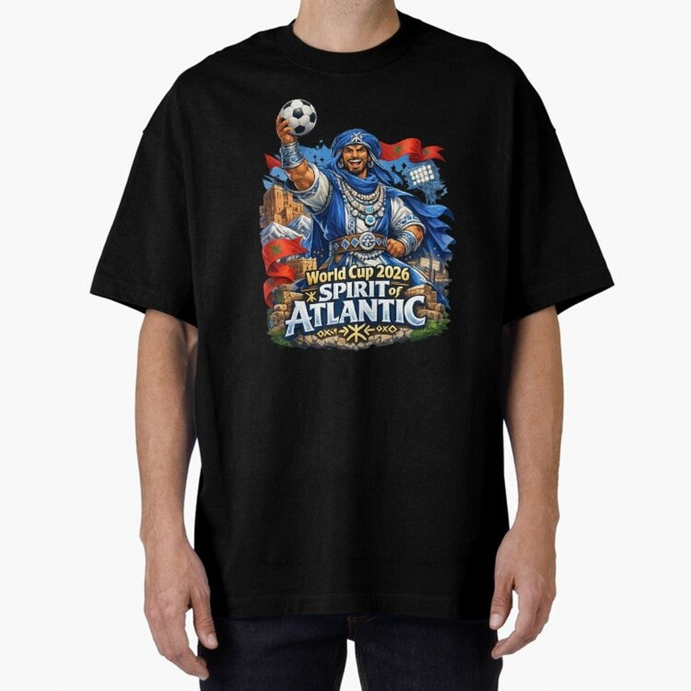 Moroccan World Cup 2026 Spirit of Atlantic Oversized T-Shirt Stand Proud for Match Day Hype around FIFA World Cup 2026, Mbappe, Spain and Netherlands, Vintage Soccer Flavor, Modern Football Stars, National Flags and Final Night Emotion; Great for