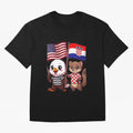 The American eagle and its friend, the Croatian marten Oversized T-Shirt Back the Journey through FIFA World Cup 2026 USA Canada Mexico for Fans of Messi and Portugal, Spain and Germany, Bringing Sports Nostalgia, International Competition, Famous