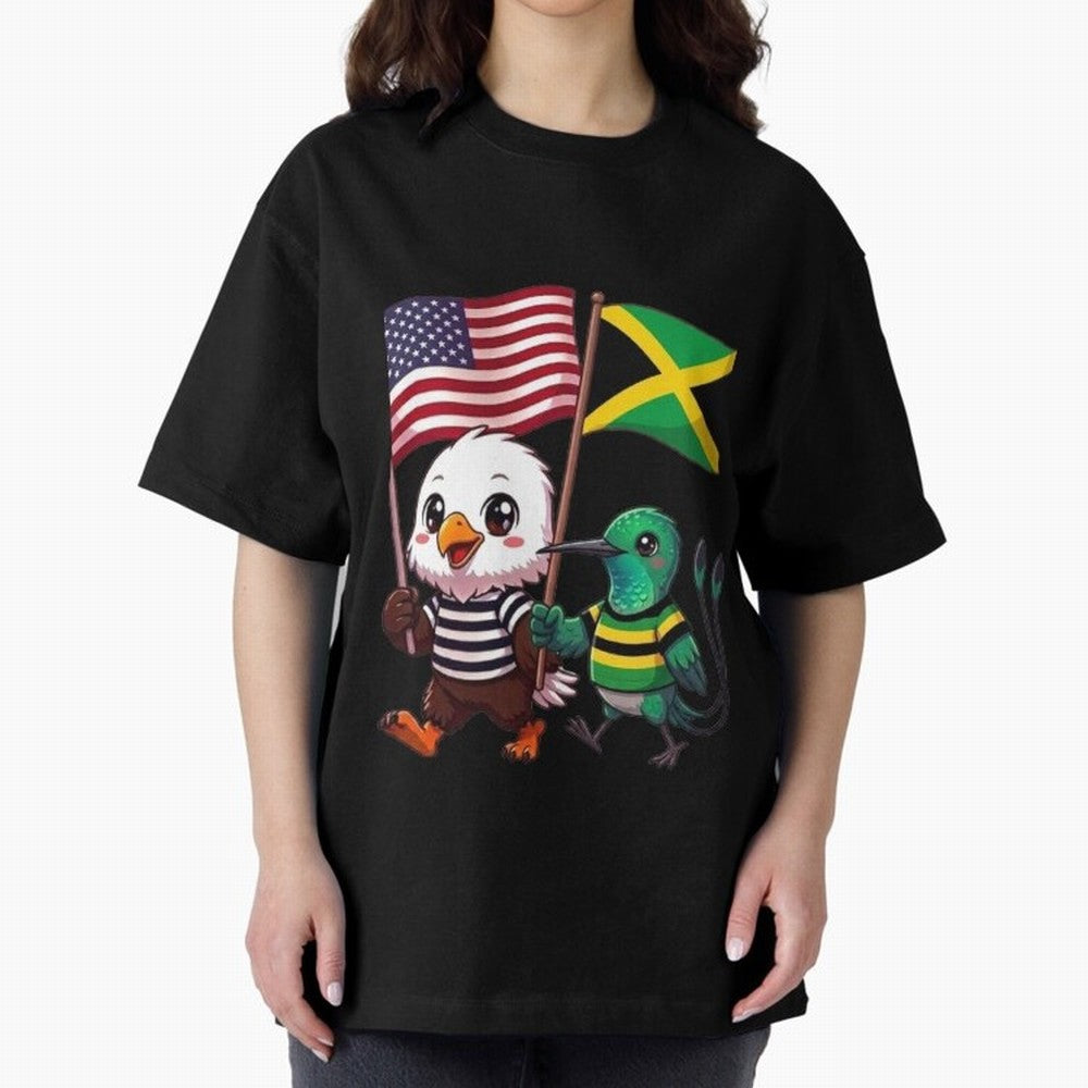 The American eagle and its friend, the Jamaican hummingbird Oversized T-Shirt Show Your Stadium Side during the FIFA World Cup 2026 USA Canada Mexico Journey through Messi Highlights, Spain Pride, Championship Spirit, Famous Goals, Roaring Crowds