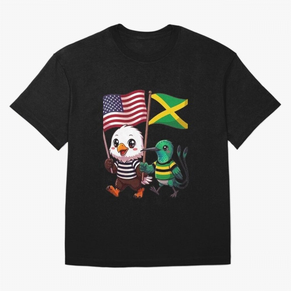The American eagle and its friend, the Jamaican hummingbird Oversized T-Shirt Show Your Stadium Side during the FIFA World Cup 2026 USA Canada Mexico Journey through Messi Highlights, Spain Pride, Championship Spirit, Famous Goals, Roaring Crowds
