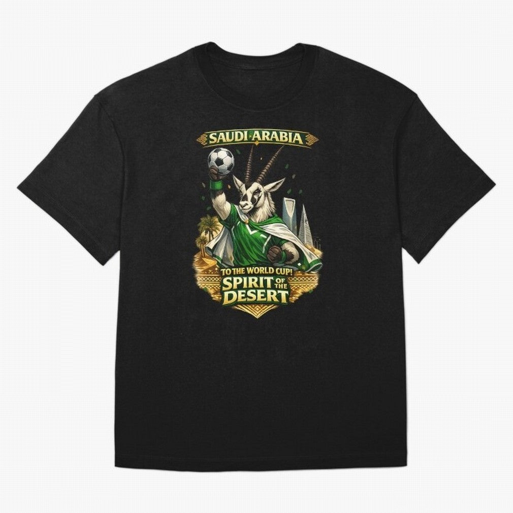 Saudi Arabia World Cup Desert Spirit Oversized T-Shirt Feel the Heartbeat of FIFA World Cup 2026 USA Canada Mexico Highlighting Messi, CR7 and Mbappe, Germany Energy, Football Festival Excitement, Trophy Ambitions, Country Rivalries and Star Player