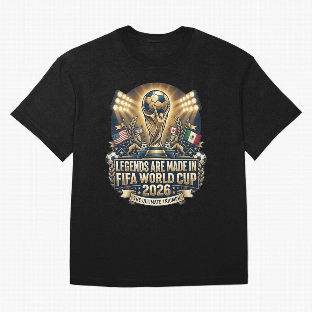 Legendary FIFA World Cup 2026 Football Quote Design For Passionate Soccer Fans Oversized T-Shirt Support FIFA World Cup 2026 for Fans of Messi and Cristiano Ronaldo and Brazil, Bringing Football History, Final Match Energy, Crowd Noise and Once in