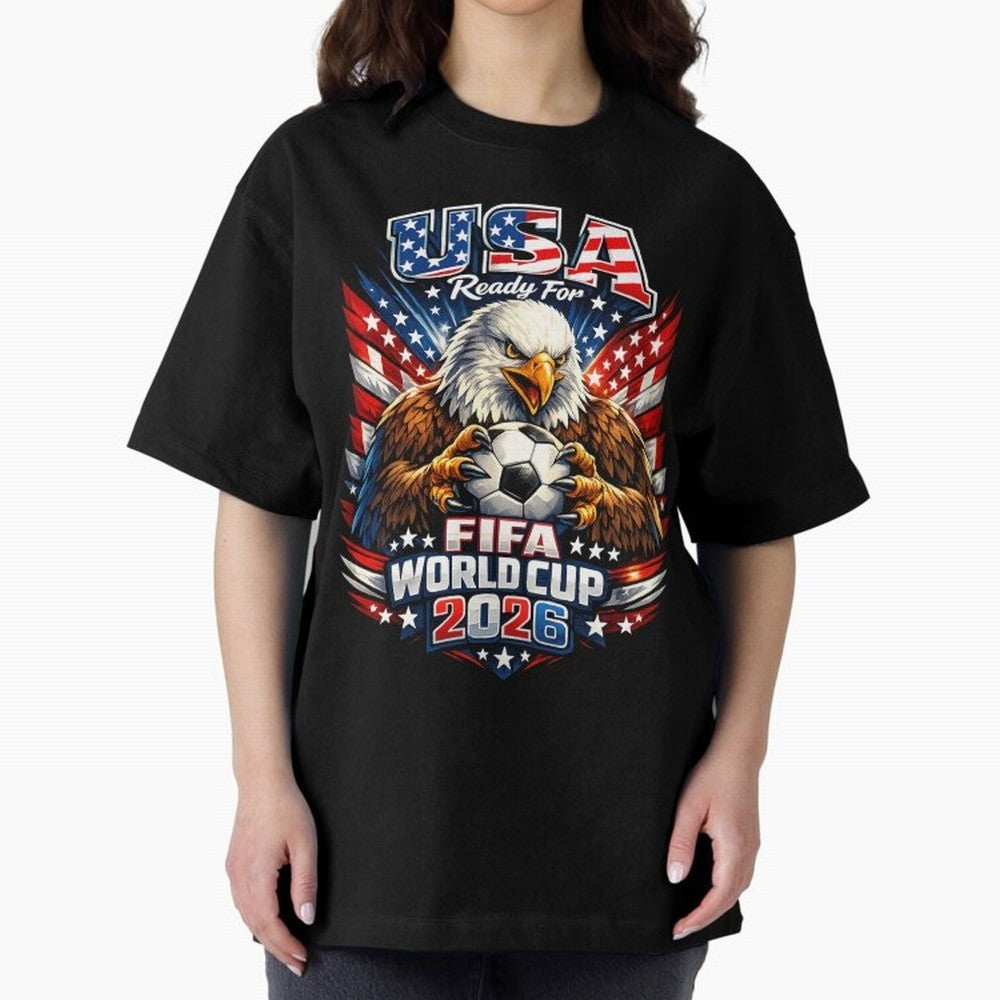 Soccer Pride Design For American Football Fans USA FIFA World Cup 2026 Oversized T-Shirt Live the Energy of Global Football Passion for FIFA World Cup 2026 Group Stage, Celebrating Messi, Neymar and Mbappe, Brazil, Portugal and Argentina, Football