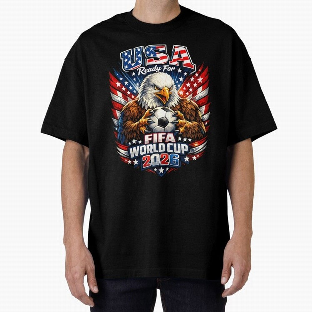 Soccer Pride Design For American Football Fans USA FIFA World Cup 2026 Oversized T-Shirt Live the Energy of Global Football Passion for FIFA World Cup 2026 Group Stage, Celebrating Messi, Neymar and Mbappe, Brazil, Portugal and Argentina, Football