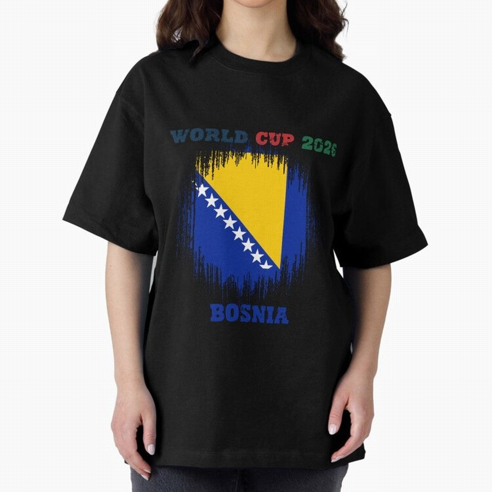 BOSNIA WORLD CUP 2026 Oversized T-Shirt Support Your Favorite Stars during FIFA World Cup 2026 for Fans of Cristiano Ronaldo and Germany, Bringing Football History, Final Match Energy, Crowd Noise and Once in a Lifetime Moments; Created for Match