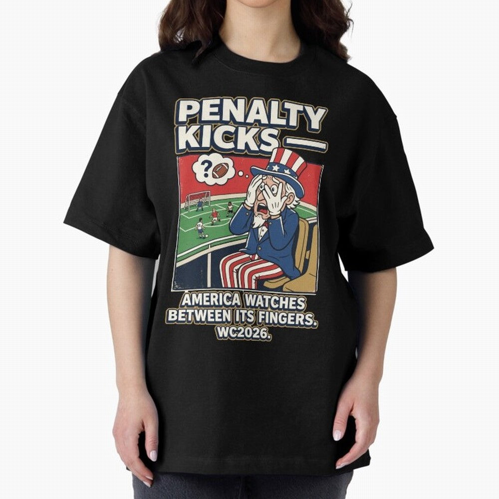 Penalty Kicks ¡ª WC2026 V2 Oversized T-Shirt Bring Home the FIFA World Cup 2026 Group Stage Journey through Neymar, Haaland and Cristiano Ronaldo Highlights, Portugal Pride, Tournament Hype, Historic Matchups, Family Viewing Parties and Global