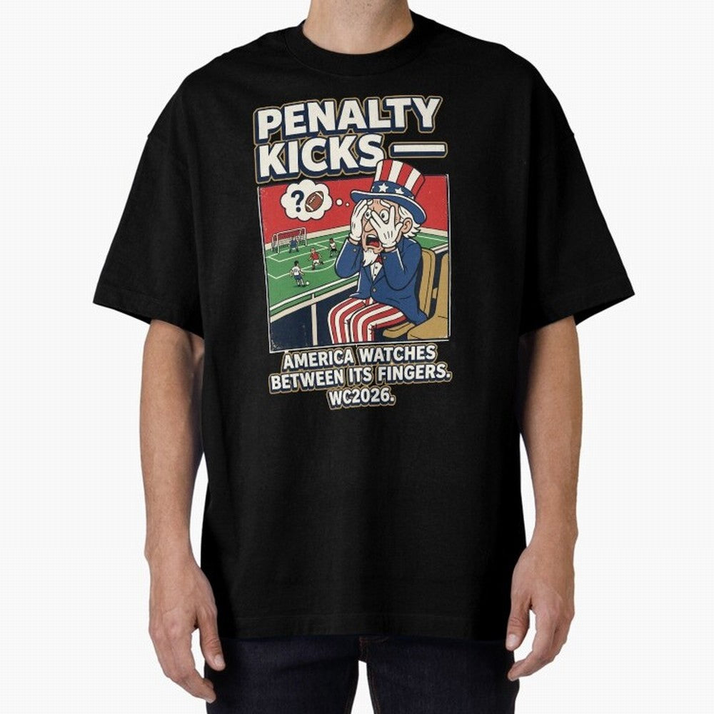 Penalty Kicks ¡ª WC2026 V2 Oversized T-Shirt Bring Home the FIFA World Cup 2026 Group Stage Journey through Neymar, Haaland and Cristiano Ronaldo Highlights, Portugal Pride, Tournament Hype, Historic Matchups, Family Viewing Parties and Global