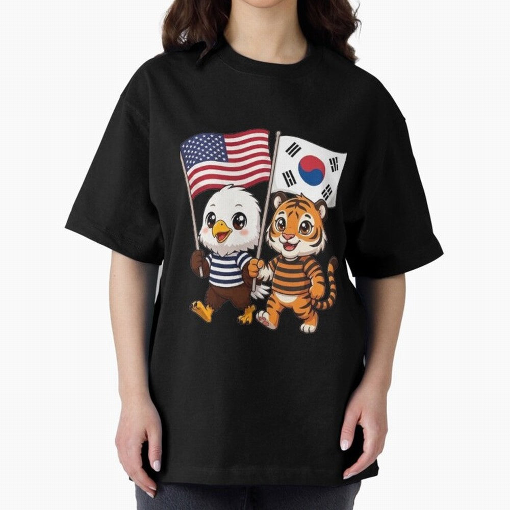 The American eagle and its friend the South Korean tiger Oversized T-Shirt Mark Global Football Passion for FIFA World Cup 2026 Group Stage, Connected to Messi, Argentina, Tournament Hype, Historic Matchups, Family Viewing Parties and Global Sports
