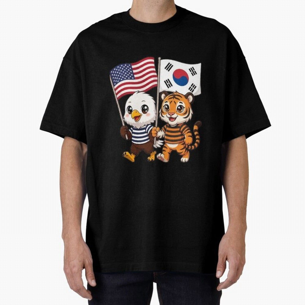 The American eagle and its friend the South Korean tiger Oversized T-Shirt Mark Global Football Passion for FIFA World Cup 2026 Group Stage, Connected to Messi, Argentina, Tournament Hype, Historic Matchups, Family Viewing Parties and Global Sports