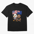 the American eagle and its friend the New Zealand kiwi Oversized T-Shirt Cheer for Global Football Passion for FIFA World Cup 2026 USA Canada Mexico, Driven by Cristiano Ronaldo, Spain, Retro Football Energy, Iconic Rivalries, Trophy Chase Drama