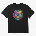 Color Splash Artistic Soccer Ball Design Oversized T-Shirt Carry FIFA World Cup 2026 USA Canada Mexico for Fans of Messi and Cristiano Ronaldo and Brazil, Bringing Worldwide Fan Energy, Dramatic Goals, Stadium Lights and Championship Celebrations;