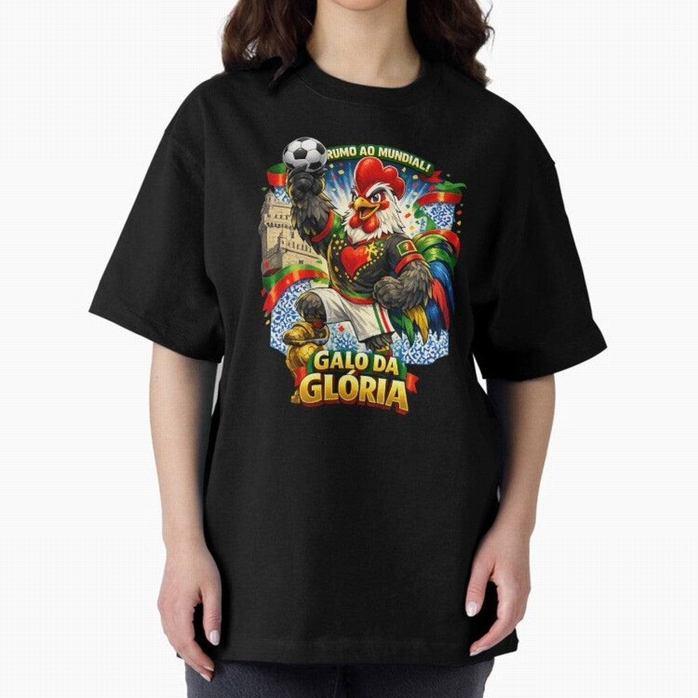Portugal Rooster World Cup 2026 Fan Art Oversized T-Shirt Bring Global Tournament Vibes to Global Football Passion for FIFA World Cup 2026, Inspired by Messi and Cristiano Ronaldo, Brazil, Worldwide Fan Energy, Dramatic Goals, Stadium Lights and