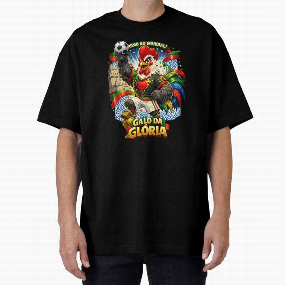 Portugal Rooster World Cup 2026 Fan Art Oversized T-Shirt Bring Global Tournament Vibes to Global Football Passion for FIFA World Cup 2026, Inspired by Messi and Cristiano Ronaldo, Brazil, Worldwide Fan Energy, Dramatic Goals, Stadium Lights and