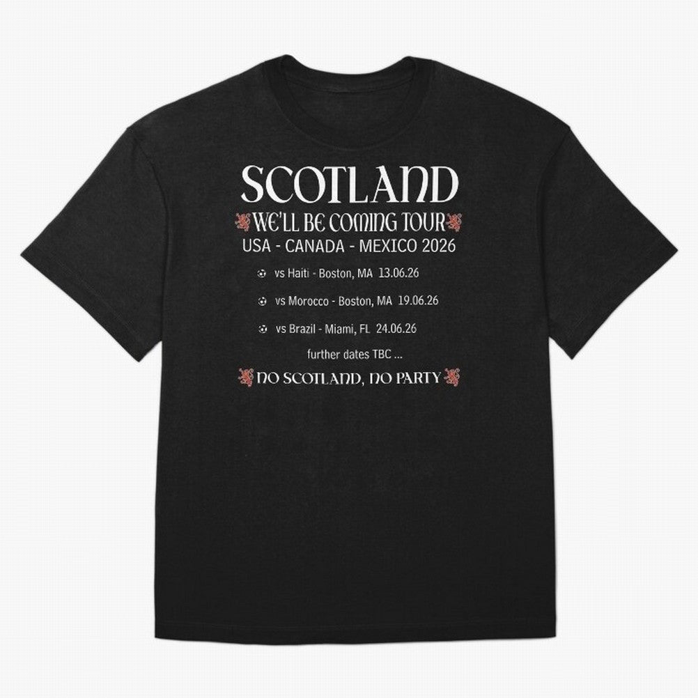 Scotland We'll be Coming Tour Oversized T-Shirt Support the Legends of Global Football Passion for FIFA World Cup 2026 USA Canada Mexico, Capturing CR7 and Messi, Argentina, France and Brazil, Stadium Memories, Football Loyalty, International