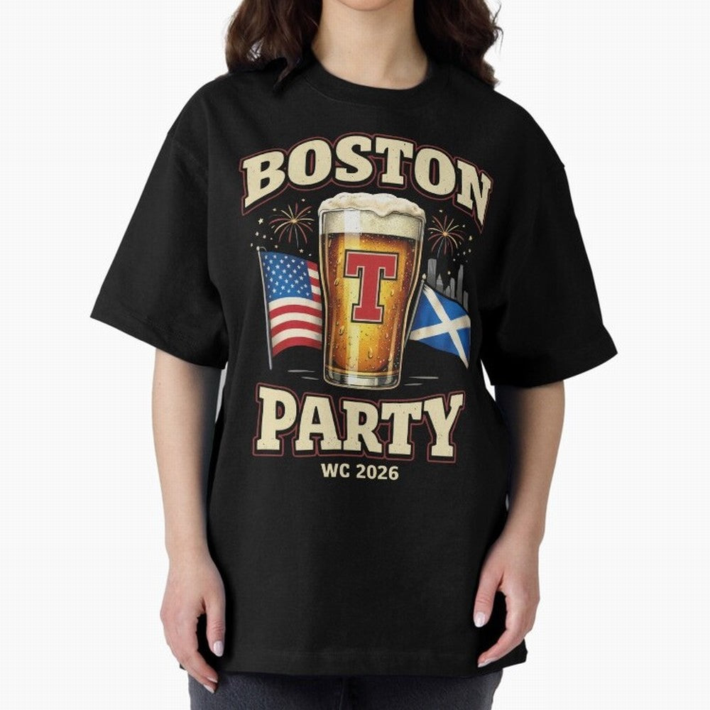 Boston T?Party Scotland Football WC 2026 Oversized T-Shirt Celebrate National Team Dreams in Match Day Hype around FIFA World Cup 2026, Messi and Cristiano Ronaldo, Portugal, Supporter Pride, Iconic Celebrations, Legendary Names and Global Match
