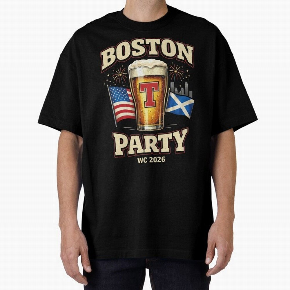 Boston T?Party Scotland Football WC 2026 Oversized T-Shirt Celebrate National Team Dreams in Match Day Hype around FIFA World Cup 2026, Messi and Cristiano Ronaldo, Portugal, Supporter Pride, Iconic Celebrations, Legendary Names and Global Match