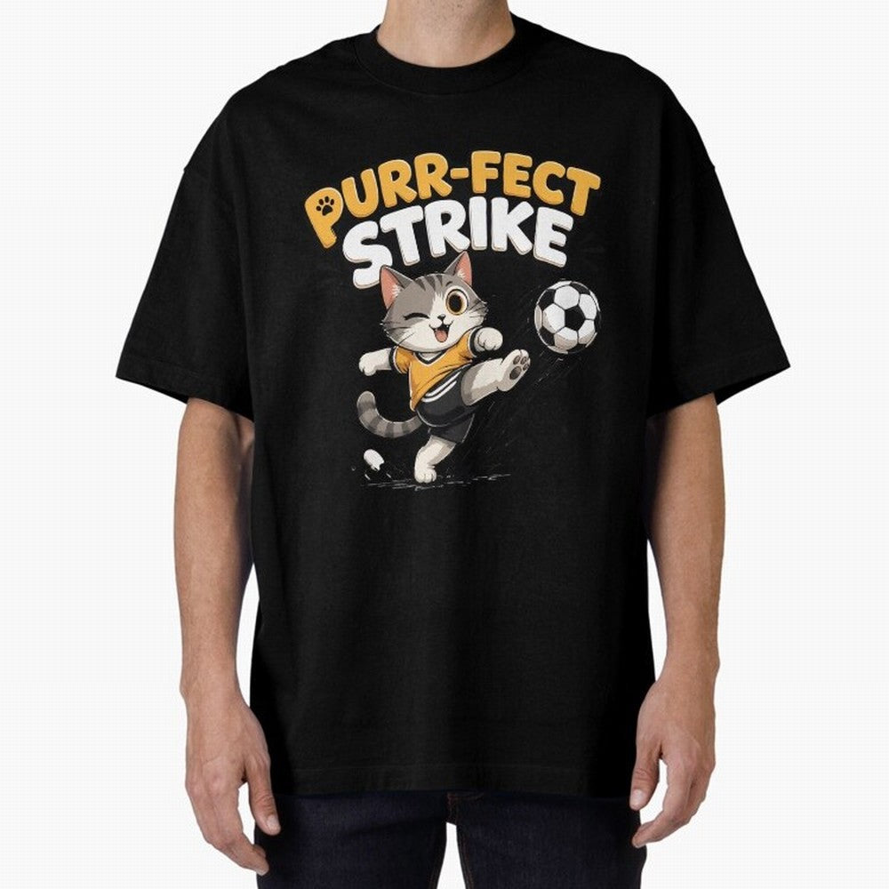 Purr-fect Strike Oversized T-Shirt Stand with FIFA World Cup 2026 Group Stage for Fans of CR7 and Messi and England and Germany, Bringing Game Day Rituals, Football Legends, Country Pride and the Road to the Final; Made for Collectors Who Enjoy