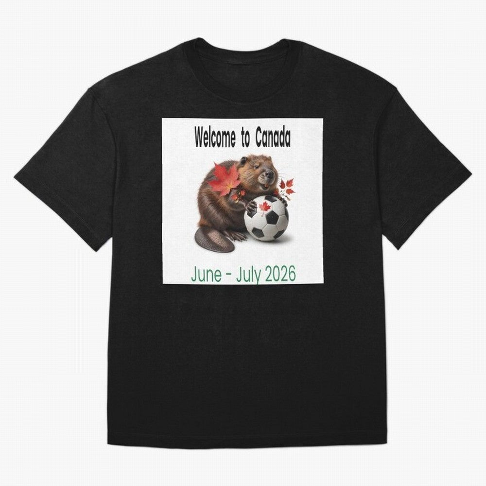 Welcome to Canada June July Soccer 2026 Oversized T-Shirt Celebrate the Next Chapter of FIFA World Cup 2026 for Fans of Haaland and Mbappe and France and Portugal, Bringing Vintage Soccer Flavor, Modern Football Stars, National Flags and Final