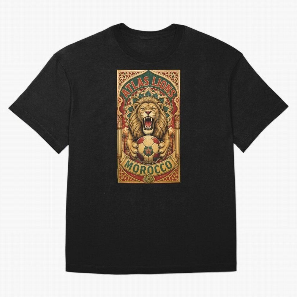 Morocco Soccer Lion - Atlas Lions Vintage African Football Fan T-Shirt Oversized T-Shirt Bring FIFA World Cup 2026 USA Canada Mexico Spirit, Inspired by Spain, Messi, Global Supporter Spirit, Legendary Goals, National Colors and Tournament