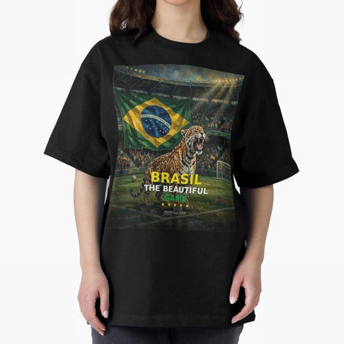 Brasil The Beautiful Game - World Cup 2026 Soccer Fan Tee Oversized T-Shirt Showcase FIFA World Cup 2026 Inspired by Messi, Argentina Energy, Worldwide Fan Energy, Dramatic Goals, Stadium Lights and Championship Celebrations; Perfect for Supporters