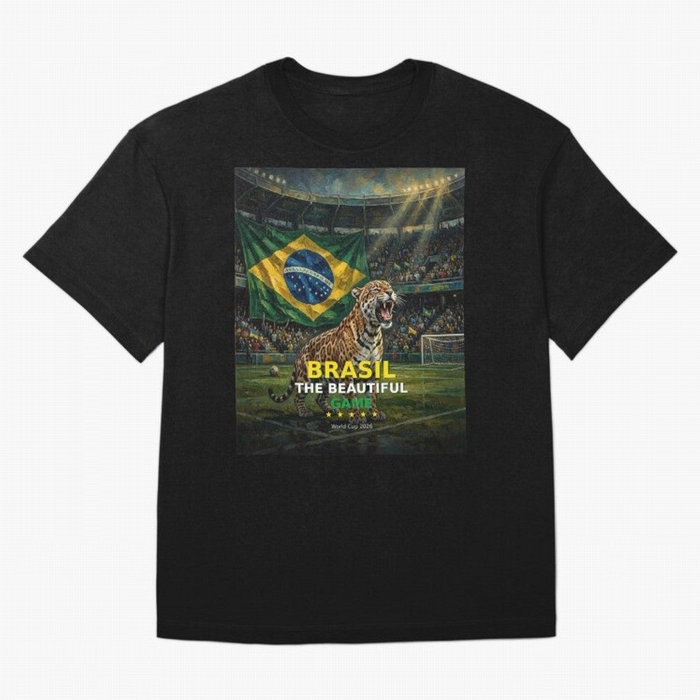 Brasil The Beautiful Game - World Cup 2026 Soccer Fan Tee Oversized T-Shirt Showcase FIFA World Cup 2026 Inspired by Messi, Argentina Energy, Worldwide Fan Energy, Dramatic Goals, Stadium Lights and Championship Celebrations; Perfect for Supporters