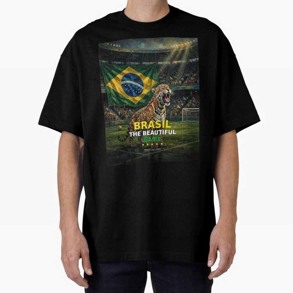 Brasil The Beautiful Game - World Cup 2026 Soccer Fan Tee Oversized T-Shirt Showcase FIFA World Cup 2026 Inspired by Messi, Argentina Energy, Worldwide Fan Energy, Dramatic Goals, Stadium Lights and Championship Celebrations; Perfect for Supporters
