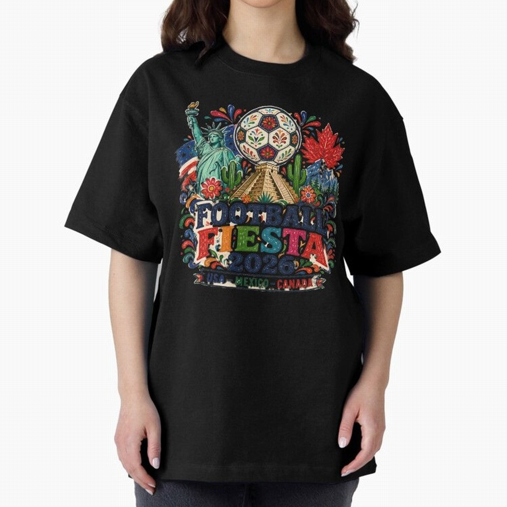 Football Fiesta 2026 Soccer Celebration Art Oversized T-Shirt Elevate FIFA World Cup 2026 Group Stage Centered on CR7, England and Germany Energy, Global Supporter Spirit, Legendary Goals, National Colors and Tournament Celebration; Made for Die