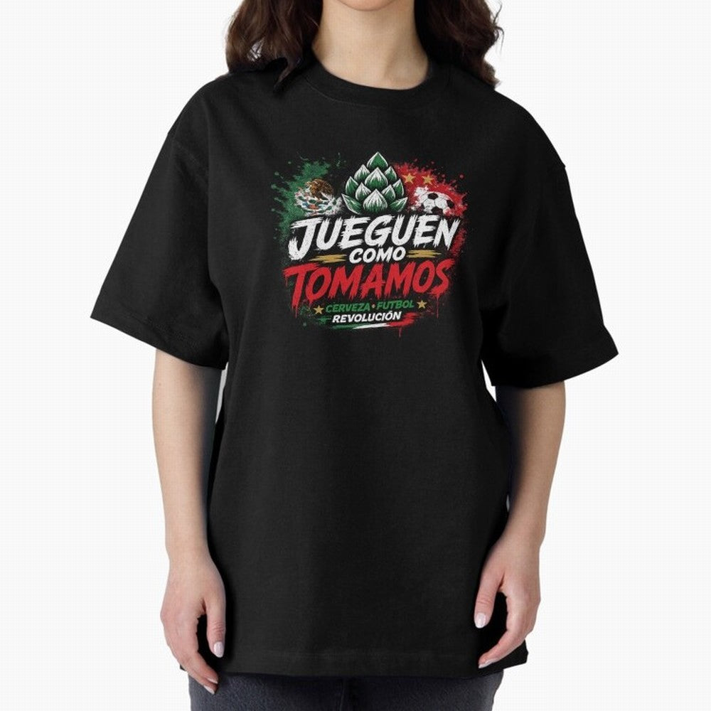 Jueguen Como Tomamos Futbol Cervecero Oversized T-Shirt Bring Stadium Energy to the FIFA World Cup 2026 Group Stage Journey through Cristiano Ronaldo, Haaland and CR7 Highlights, Portugal, Spain and Germany Pride, Supporter Pride, Iconic