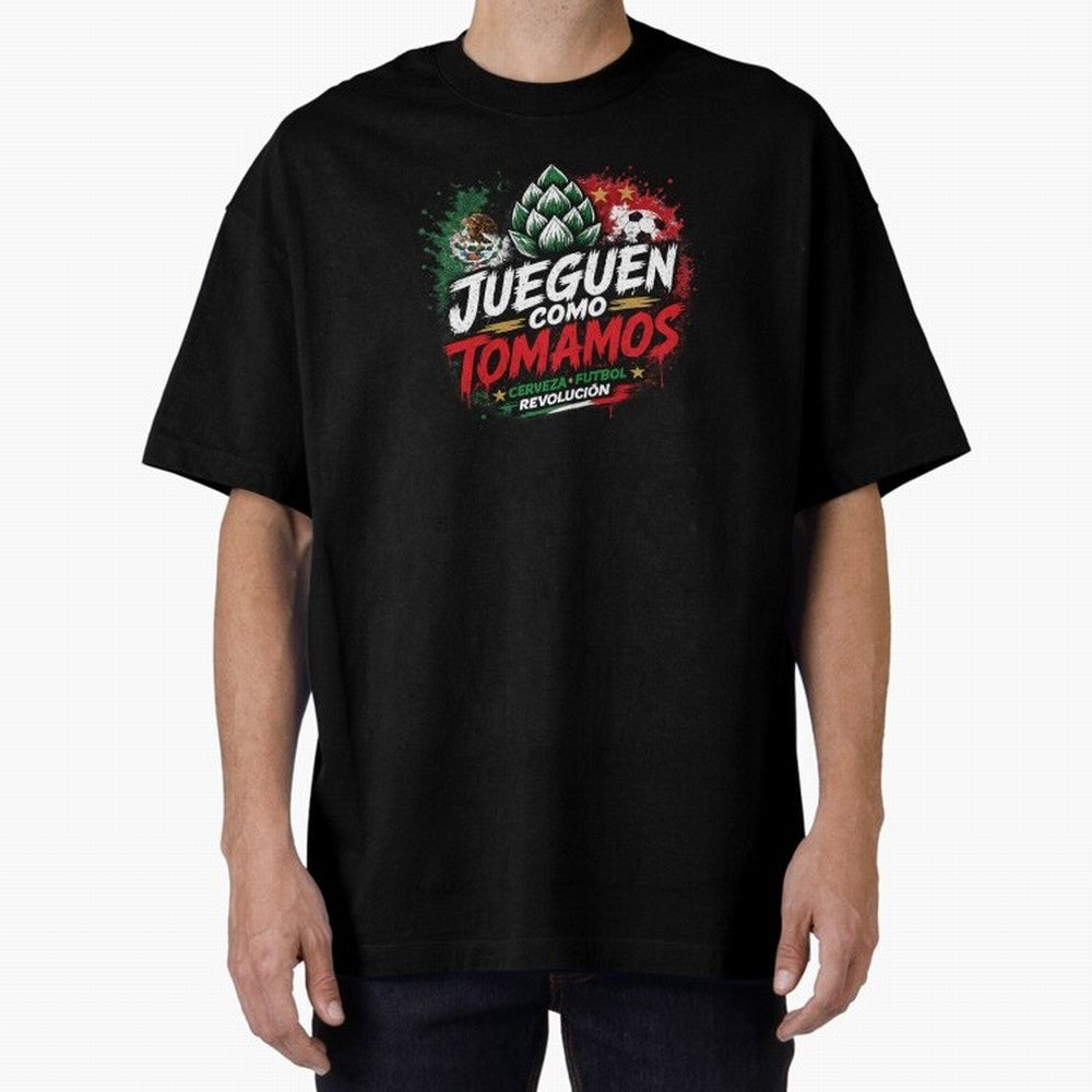 Jueguen Como Tomamos Futbol Cervecero Oversized T-Shirt Bring Stadium Energy to the FIFA World Cup 2026 Group Stage Journey through Cristiano Ronaldo, Haaland and CR7 Highlights, Portugal, Spain and Germany Pride, Supporter Pride, Iconic