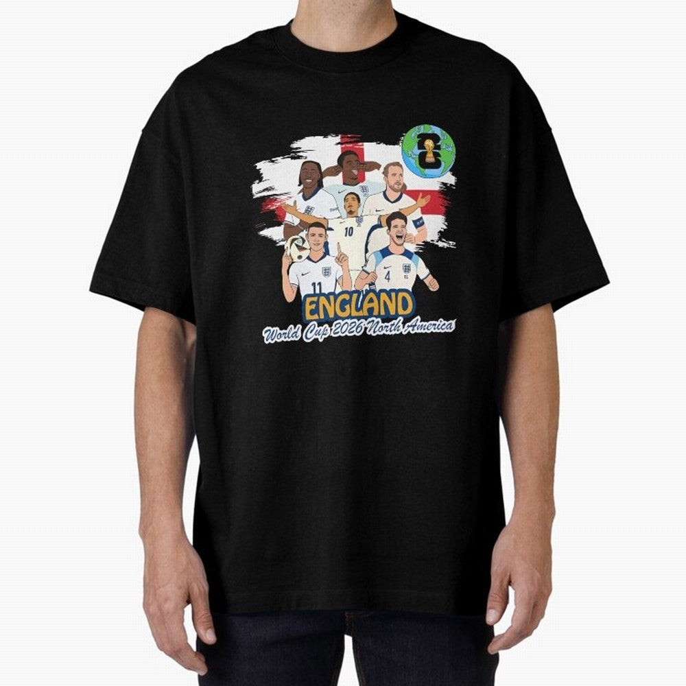 England Soccer Stars World Cup 2026 North America Oversized T-Shirt Bring Home FIFA World Cup 2026 Group Stage Connected to Neymar, Haaland and Cristiano Ronaldo, Netherlands Energy, Game Day Rituals, Football Legends, Country Pride and the Road to