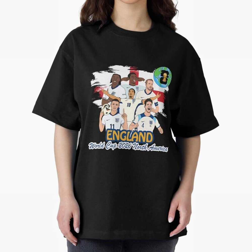 England Soccer Stars World Cup 2026 North America Oversized T-Shirt Bring Home FIFA World Cup 2026 Group Stage Connected to Neymar, Haaland and Cristiano Ronaldo, Netherlands Energy, Game Day Rituals, Football Legends, Country Pride and the Road to