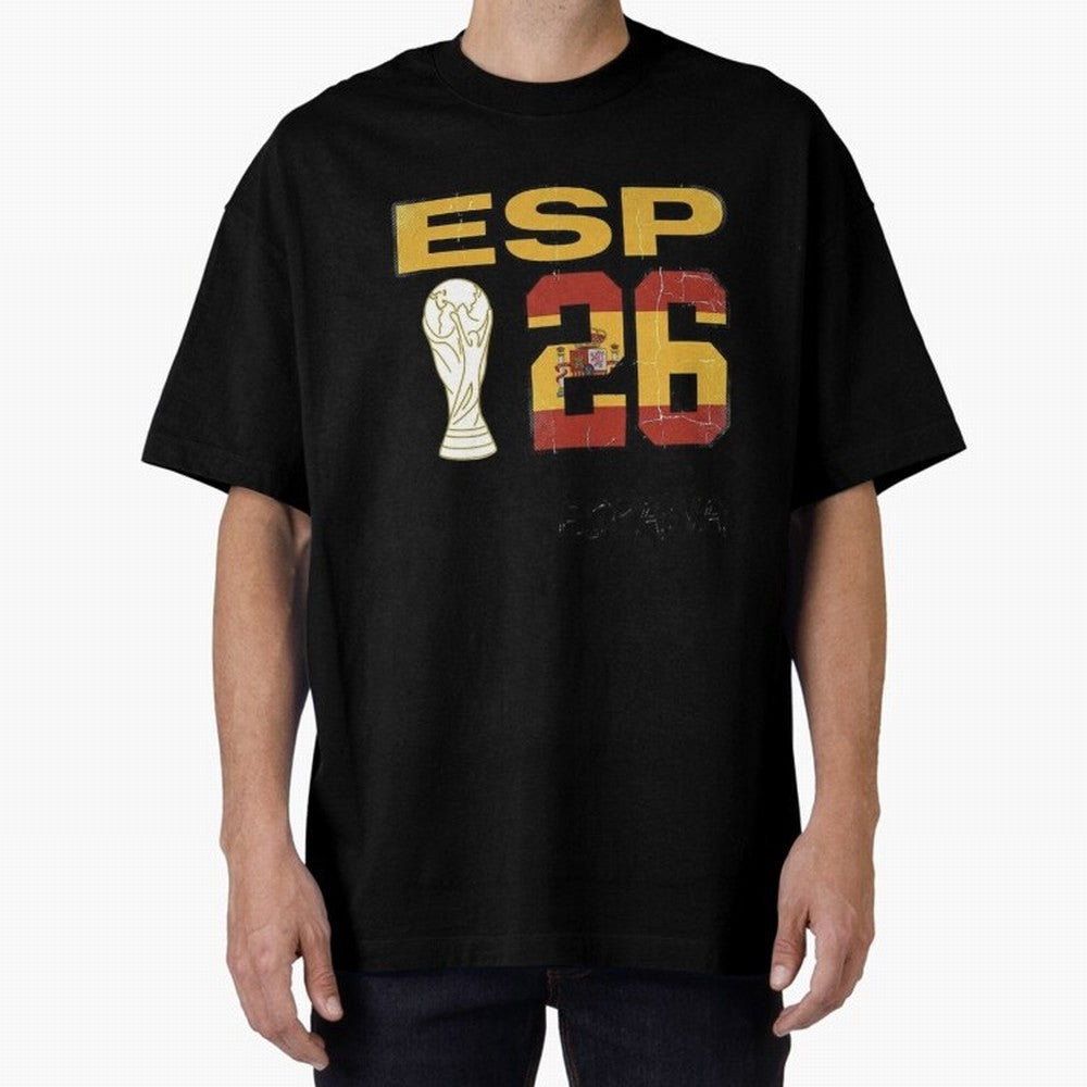 Spain Football World Cup 2026 - Vintage ESP 26 Flag Design Oversized T-Shirt Make Every Match About FIFA World Cup 2026 Group Stage for Fans of Neymar, Haaland and Cristiano Ronaldo and Argentina, Bringing Classic Soccer Heritage, Championship