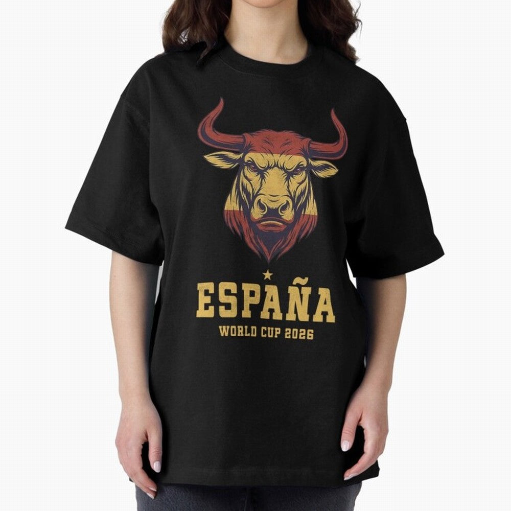 Spain Football World Cup 2026 - Vintage Spanish Bull Espa?a Oversized T-Shirt Spotlight Match Day Hype around FIFA World Cup 2026 Group Stage, CR7 and Messi, Netherlands, Fan Favorite Moments, National Team Passion, Big Match Drama and Soccer