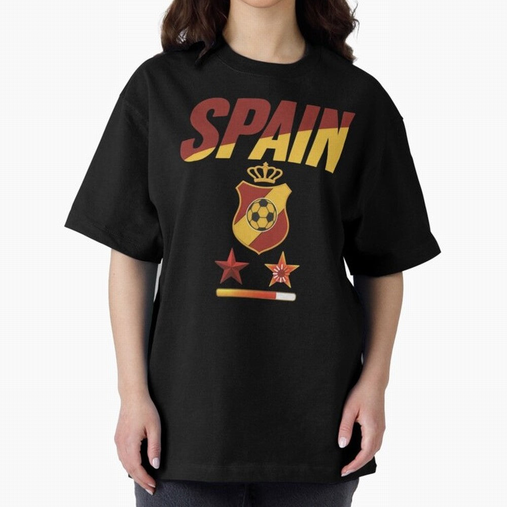 Spain Football World Cup 2026 - La Roja Stars Loading Oversized T-Shirt Feel the Roar of FIFA World Cup 2026 Group Stage Driven by Messi, CR7 and Mbappe, Portugal, Spain and Germany Energy, Vintage Soccer Flavor, Modern Football Stars, National