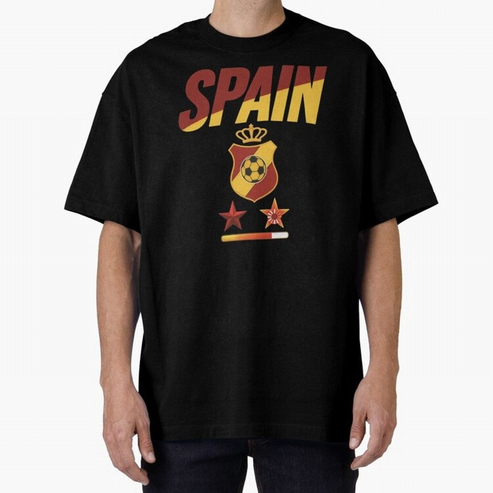 Spain Football World Cup 2026 - La Roja Stars Loading Oversized T-Shirt Feel the Roar of FIFA World Cup 2026 Group Stage Driven by Messi, CR7 and Mbappe, Portugal, Spain and Germany Energy, Vintage Soccer Flavor, Modern Football Stars, National