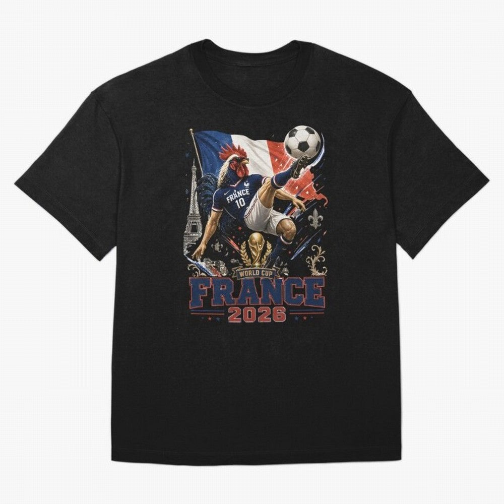 France Football World Cup 2026 Retro Rooster Kick - Les Bleus Oversized T-Shirt Show Passion for the Stars of FIFA World Cup 2026 Featuring Cristiano Ronaldo, Netherlands Energy, Game Day Rituals, Football Legends, Country Pride and the Road to the
