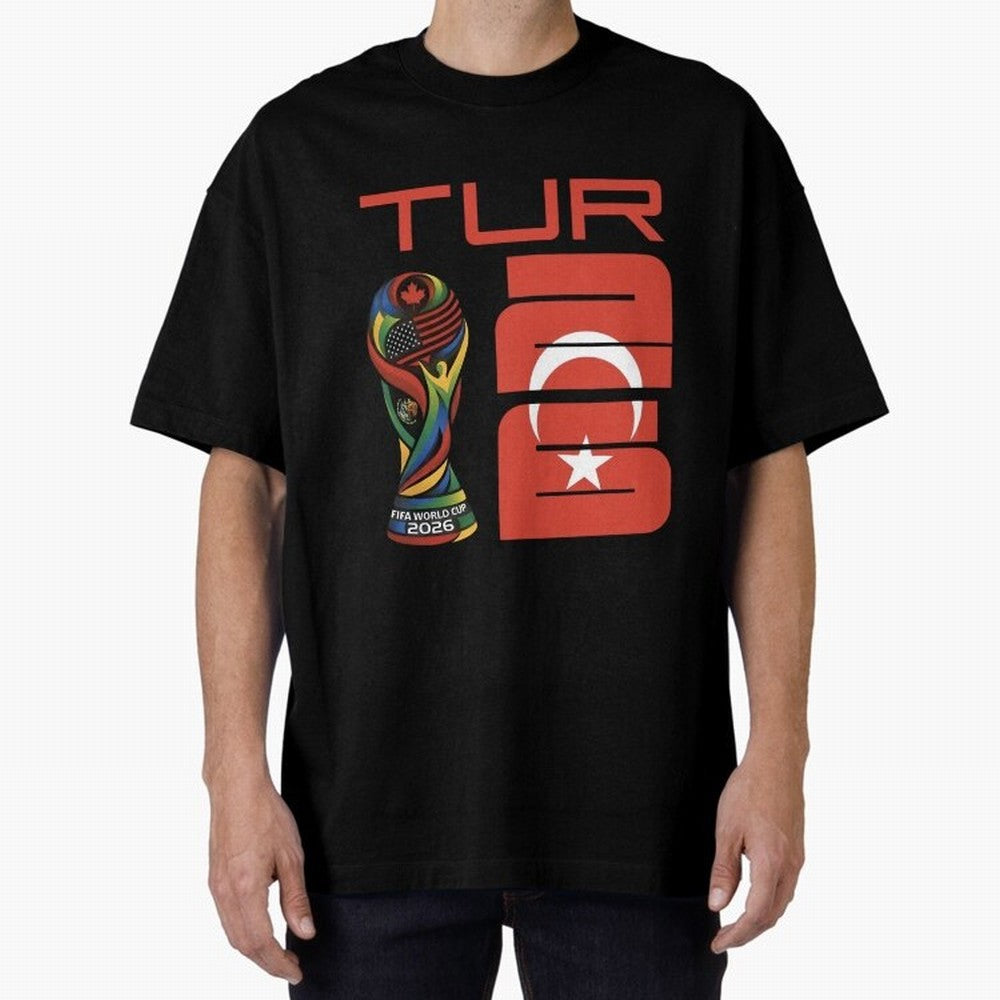 Turkey Football World Cup 2026 Fan Design Oversized T-Shirt Celebrate National Team Dreams in Match Day Hype around FIFA World Cup 2026, Messi and Cristiano Ronaldo, Portugal, Supporter Pride, Iconic Celebrations, Legendary Names and Global Match