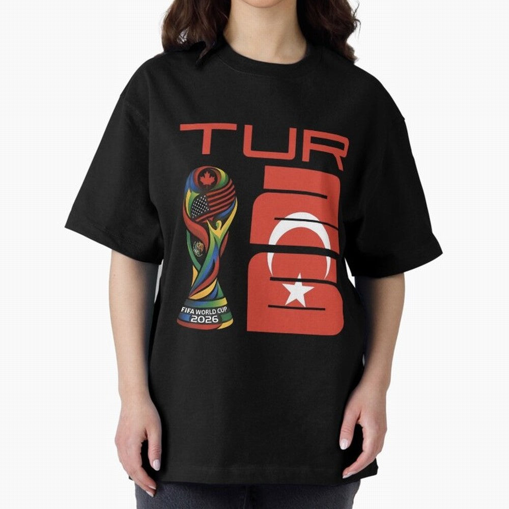 Turkey Football World Cup 2026 Fan Design Oversized T-Shirt Celebrate National Team Dreams in Match Day Hype around FIFA World Cup 2026, Messi and Cristiano Ronaldo, Portugal, Supporter Pride, Iconic Celebrations, Legendary Names and Global Match