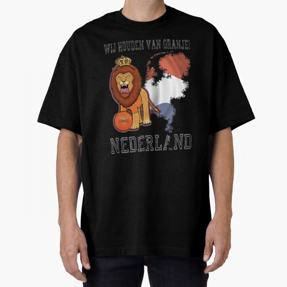 Dutch Pride Lion - Netherlands Football Fans Oranje Oversized T-Shirt Support Your Favorite Stars during FIFA World Cup 2026 for Fans of Messi and Portugal, Spain and Germany, Bringing Sports Nostalgia, International Competition, Famous Players and