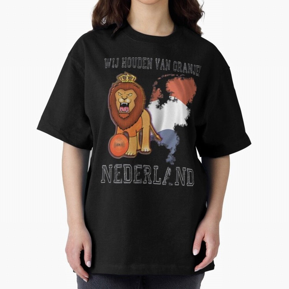 Dutch Pride Lion - Netherlands Football Fans Oranje Oversized T-Shirt Support Your Favorite Stars during FIFA World Cup 2026 for Fans of Messi and Portugal, Spain and Germany, Bringing Sports Nostalgia, International Competition, Famous Players and