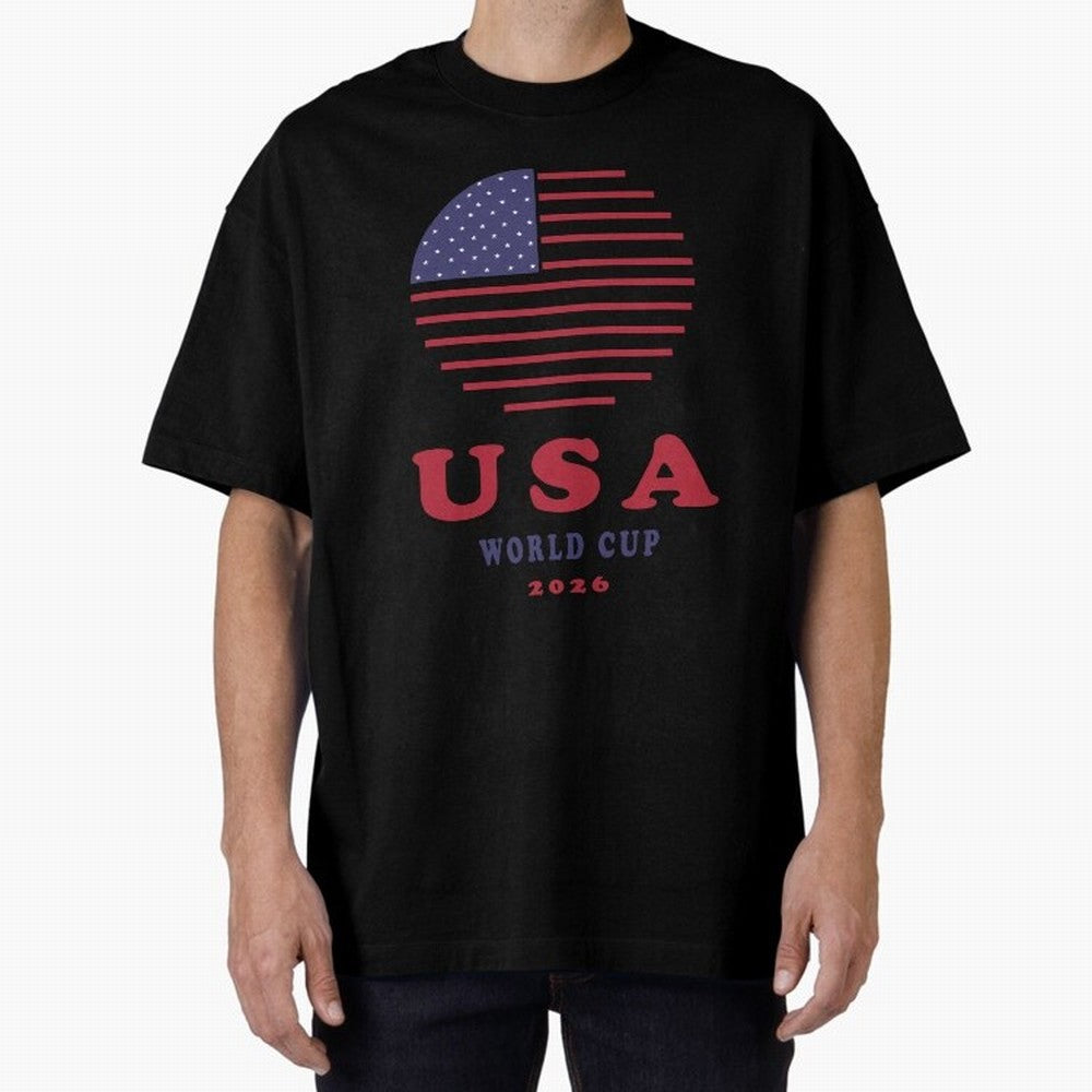 USA World Cup 2026 Soccer Fan Shirt | American Flag Football Retro Patriotic Design Oversized T-Shirt Celebrate the Road through Match Day Hype around FIFA World Cup 2026 USA Canada Mexico, Cristiano Ronaldo, Germany, Tournament Hype, Historic